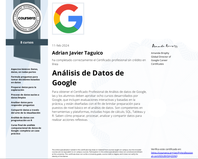 Google Data Analyst Certificate