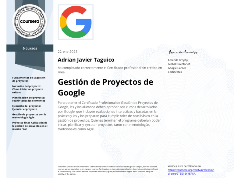 Google Project Management Certificate